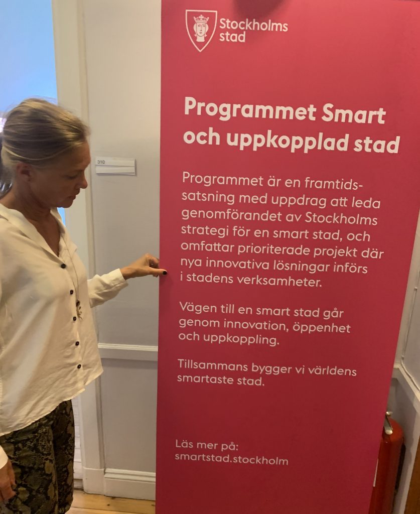 Maria Holm vid rollup om Stockholms stads program Smart och uppkopplad stad