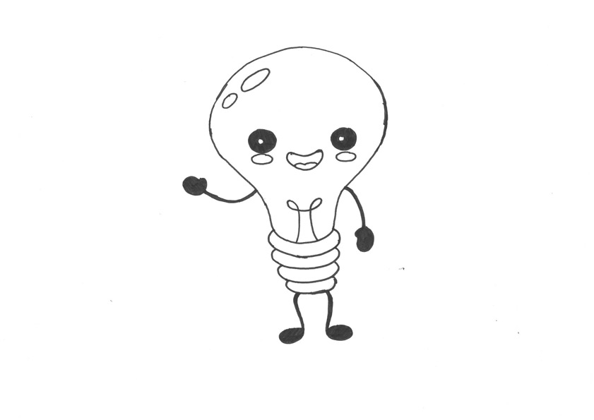 Illustration of Sparky, a cheerful cartoon lightbulb.