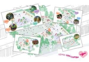 Förslag från landskapsarkitekter om olika delar i flygplansparken.